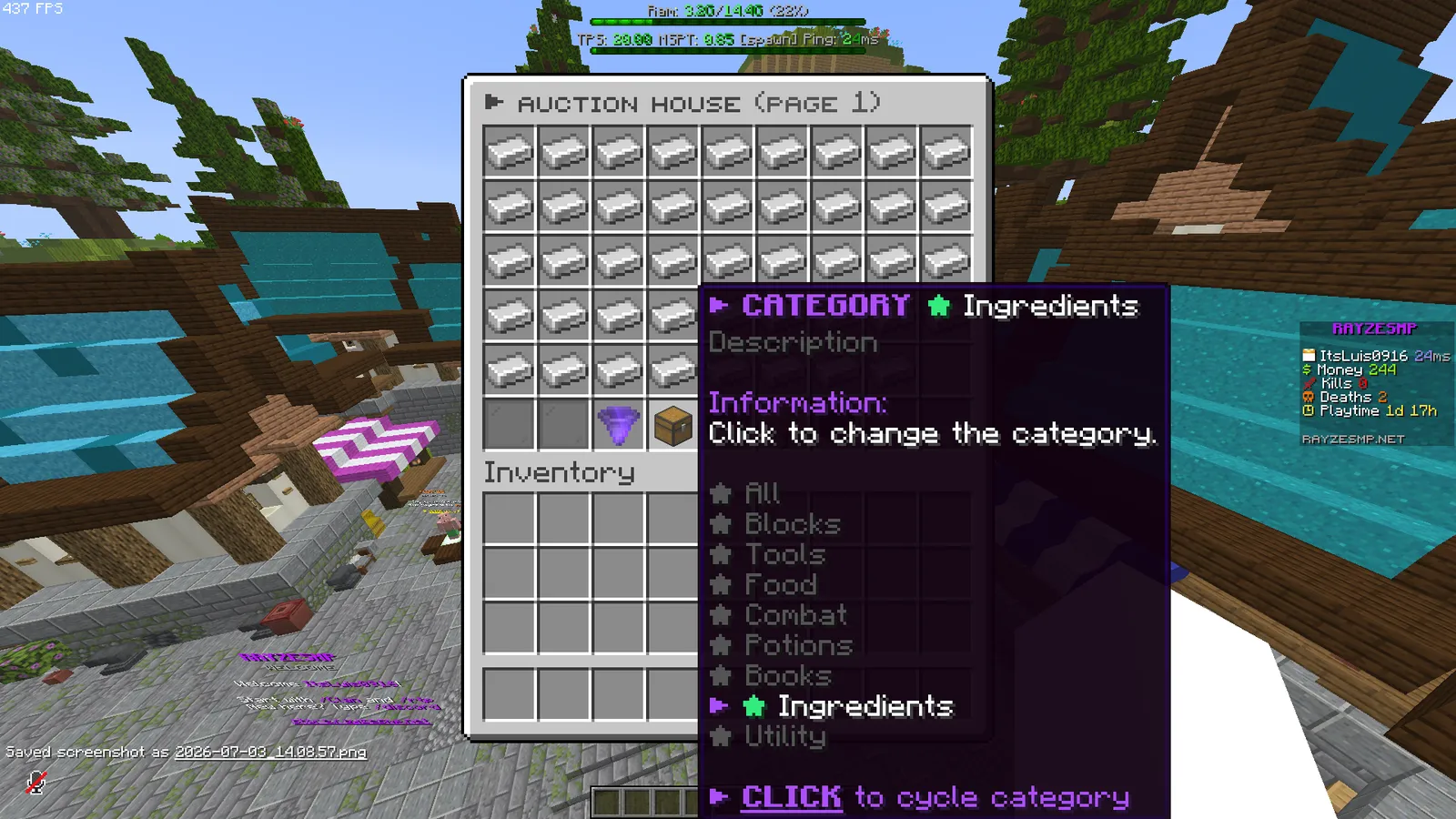 Auction house category filter