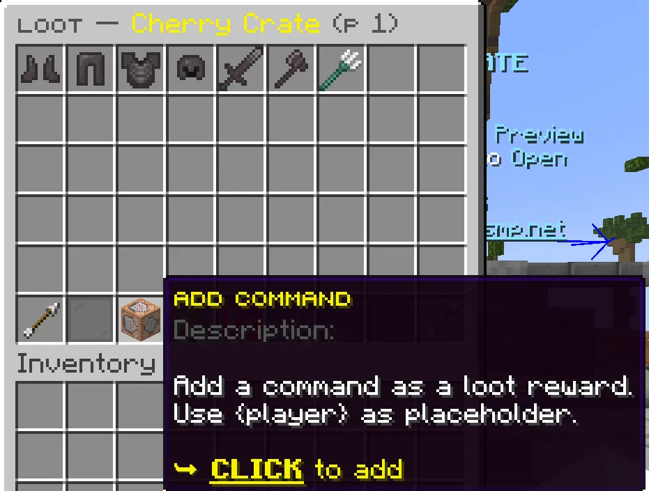 Loot editor with command reward
