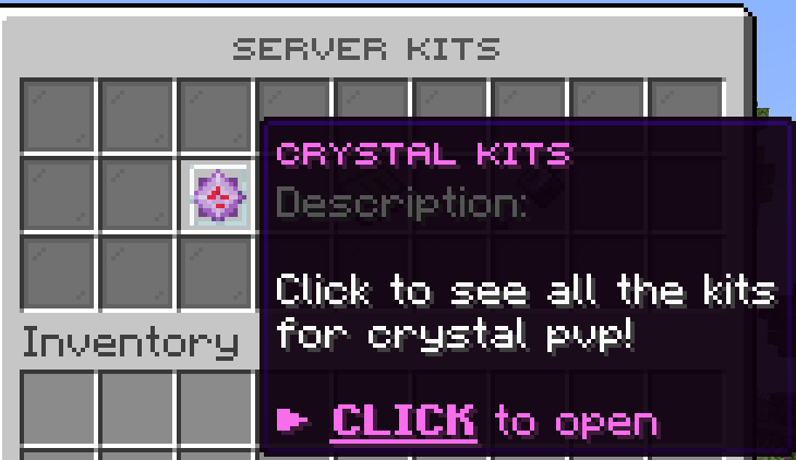 Server kits menu