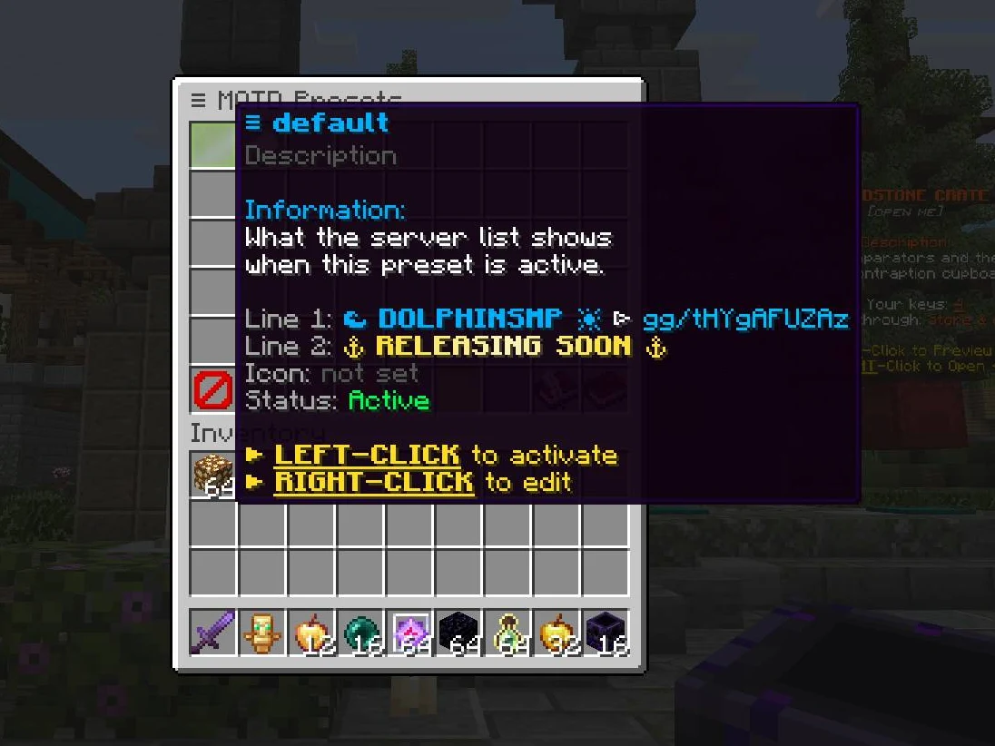 Preset details